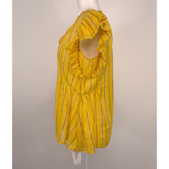 Apiece Apart Maria Del Mar Top in Yellow Metallic Stripe Size 4 - Picture 3 of 12